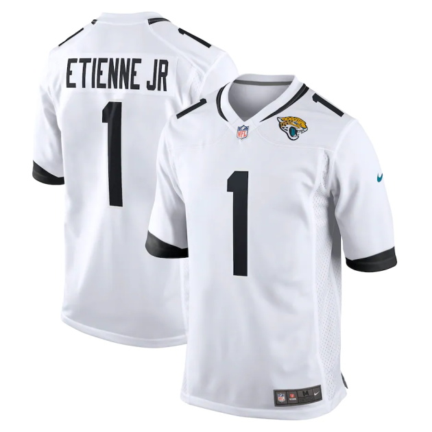 mens nike travis etienne jr white jacksonville jaguars game player jersey